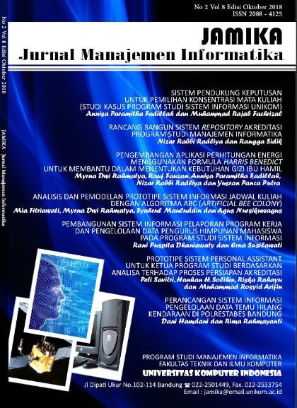 Cover JAMIKA :  Jurnal Manajemen Informatika / Universitas Komputer Indonesia