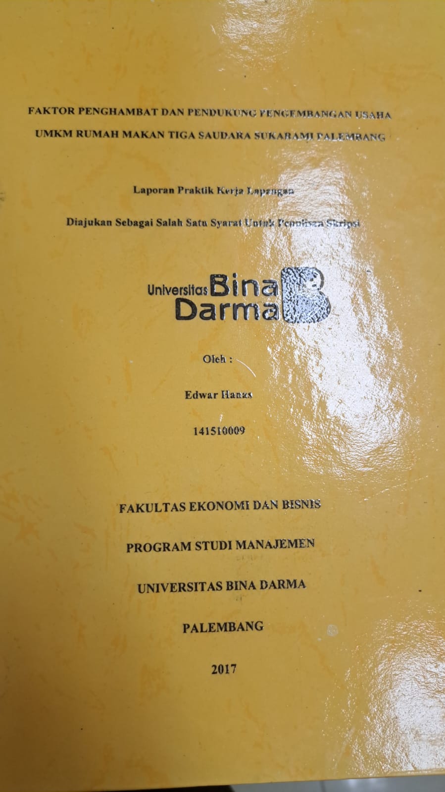 Cover FAKTOR PENGHAMAT DAN PENDUKUNG PENGEMBANGAN USAHA UMKM RUMAH TIGA SAUDARA SUKARAMI PALEMBANG / EDWAR HANAS