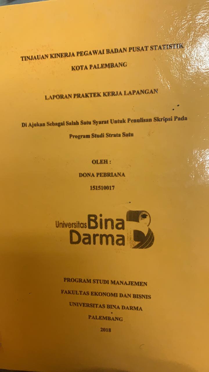 Cover TINJAUAN KINERJA KARYAWAN BADAN PUSAT STATISTIK KOTA PALEMBANG / DONA PEBRIANA