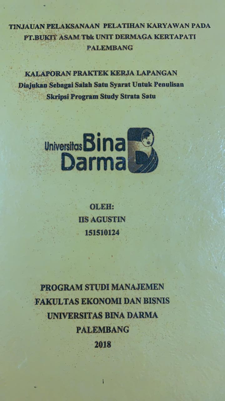 Cover TINJAUAN PELAKSANAAN PELATIHAN KARYAWAN PADA PT.BUKIT ASAM TBK UNIT DERMAGA KERTAPATI PALEMBANG / IIS AGUSTIN