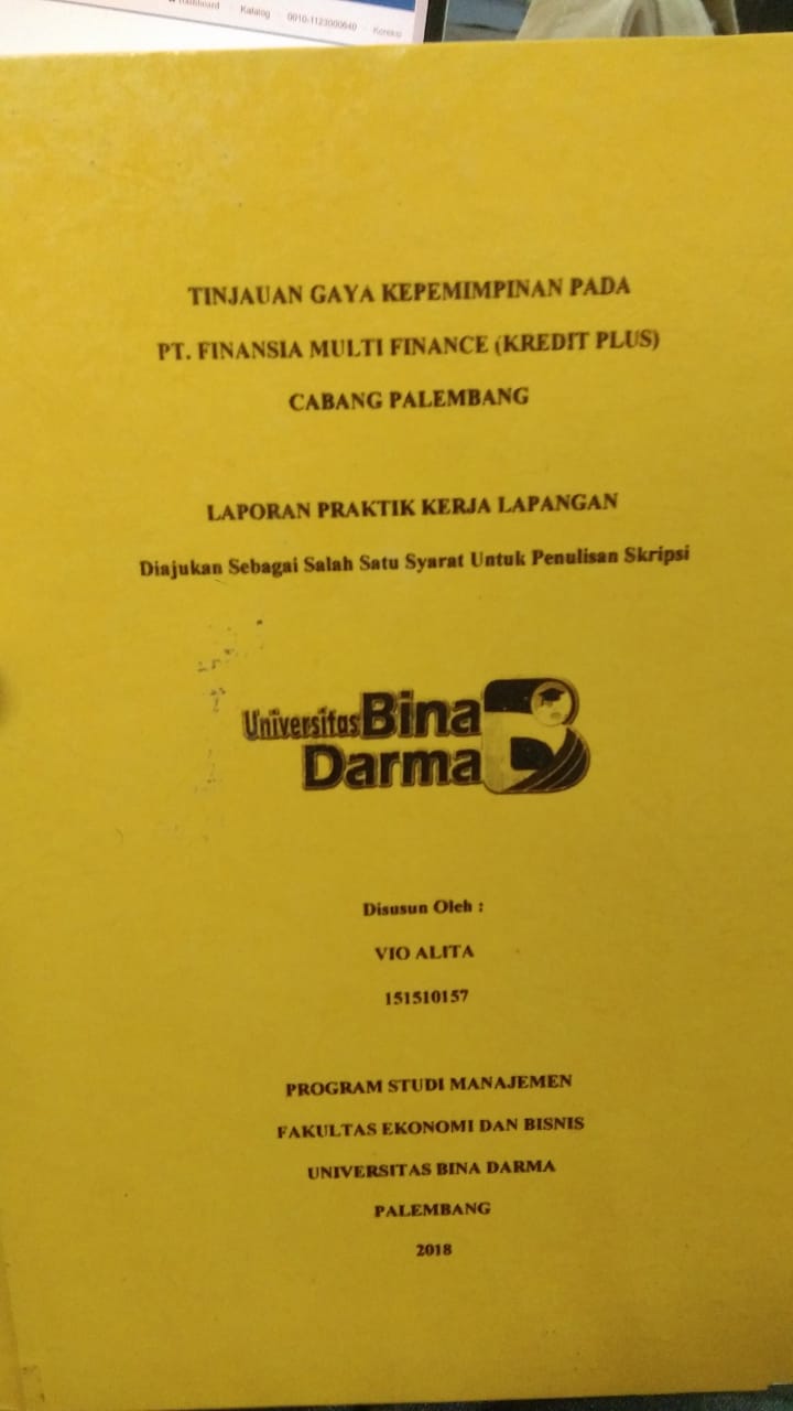 Cover TINJAUAN GAYA KEPEMIMPINAN PADA PT. FINANSIA MULTI FINANCE (KREDIT PLUS) CABANG PALEMBANG / VIO ALITA