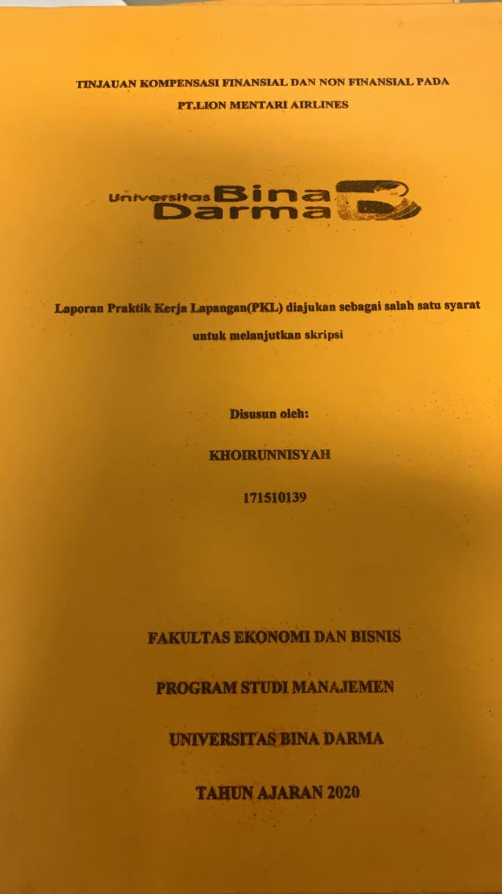 Cover TINJAUAN KOMPENSASI DAN NON FINANSIAL PADA PT.LION MENTARI AIRLINES / KHOIRUNNISYAH