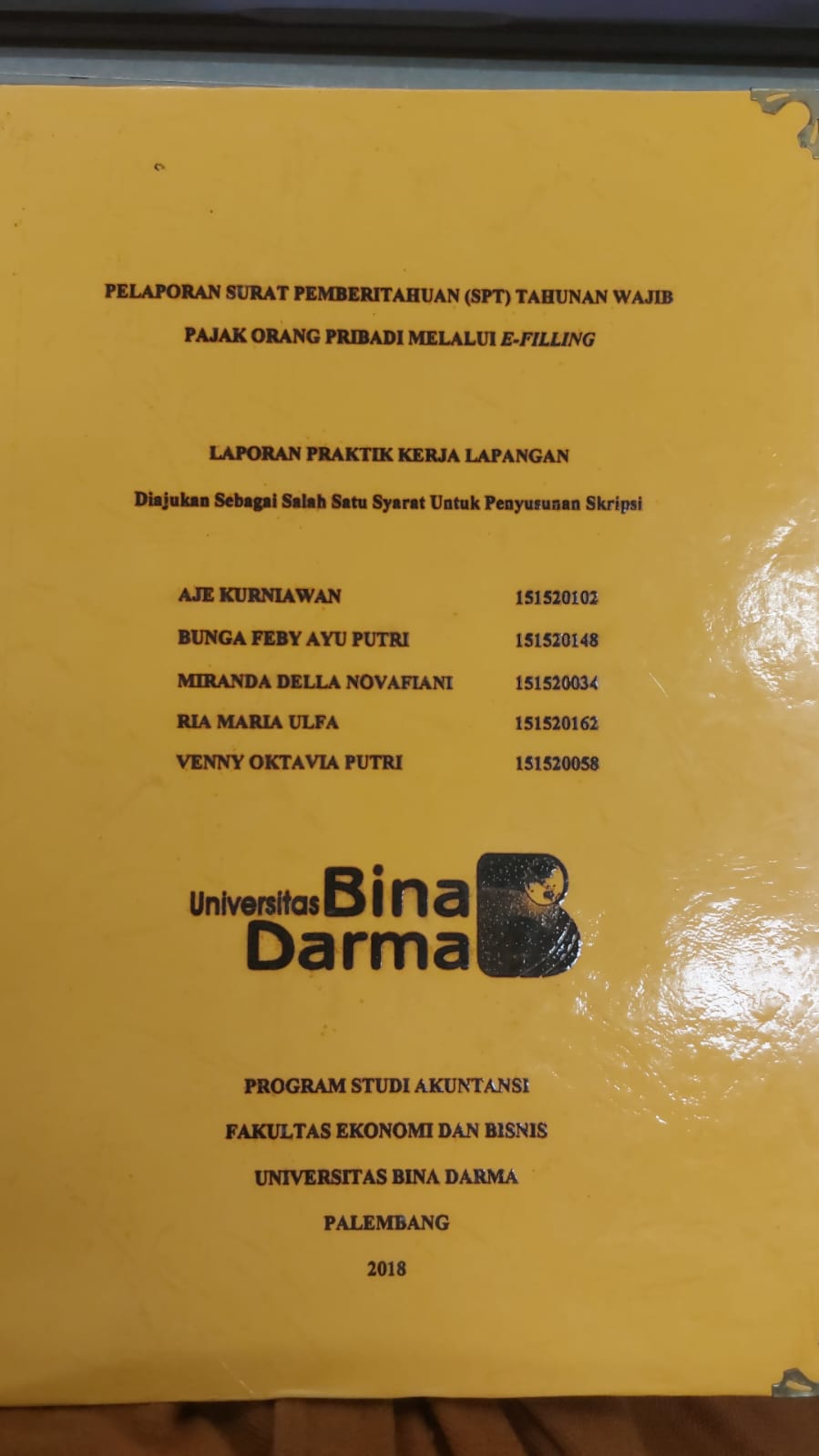 Cover PELAPORAN SURAT PEMBERITAHUAN (SPT) TAHUNAN WAJIB PAJAK ORANG PRIBADI MELALUI E-FILLING / AJE KURNIAWAN, DKK
