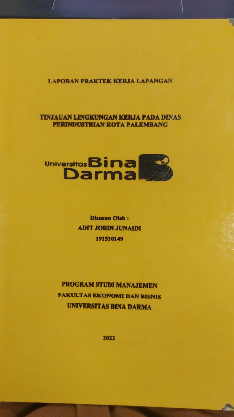 Cover TINJAUAN LINGKUNGAN KERJA PADA DINAS PERINDUSTRIAN KOTA PALEMBANG / ADIT JORDI JUNAIDI