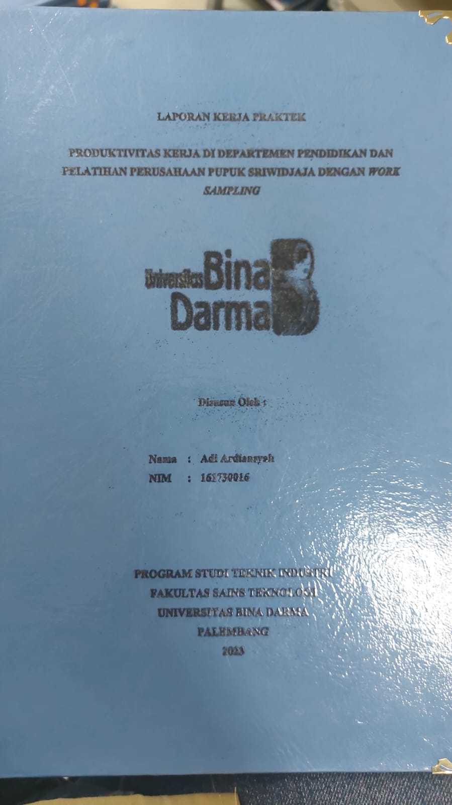 Cover PRODUKTIVITAS KERJA DI DEPARTEMEN PENDIDIKAN DAN PELATIHAN PERUSAHAAN PUPUK SRIWIDJAJA DENGAN WORK SAMPLING / ADI ARDIANSYAH