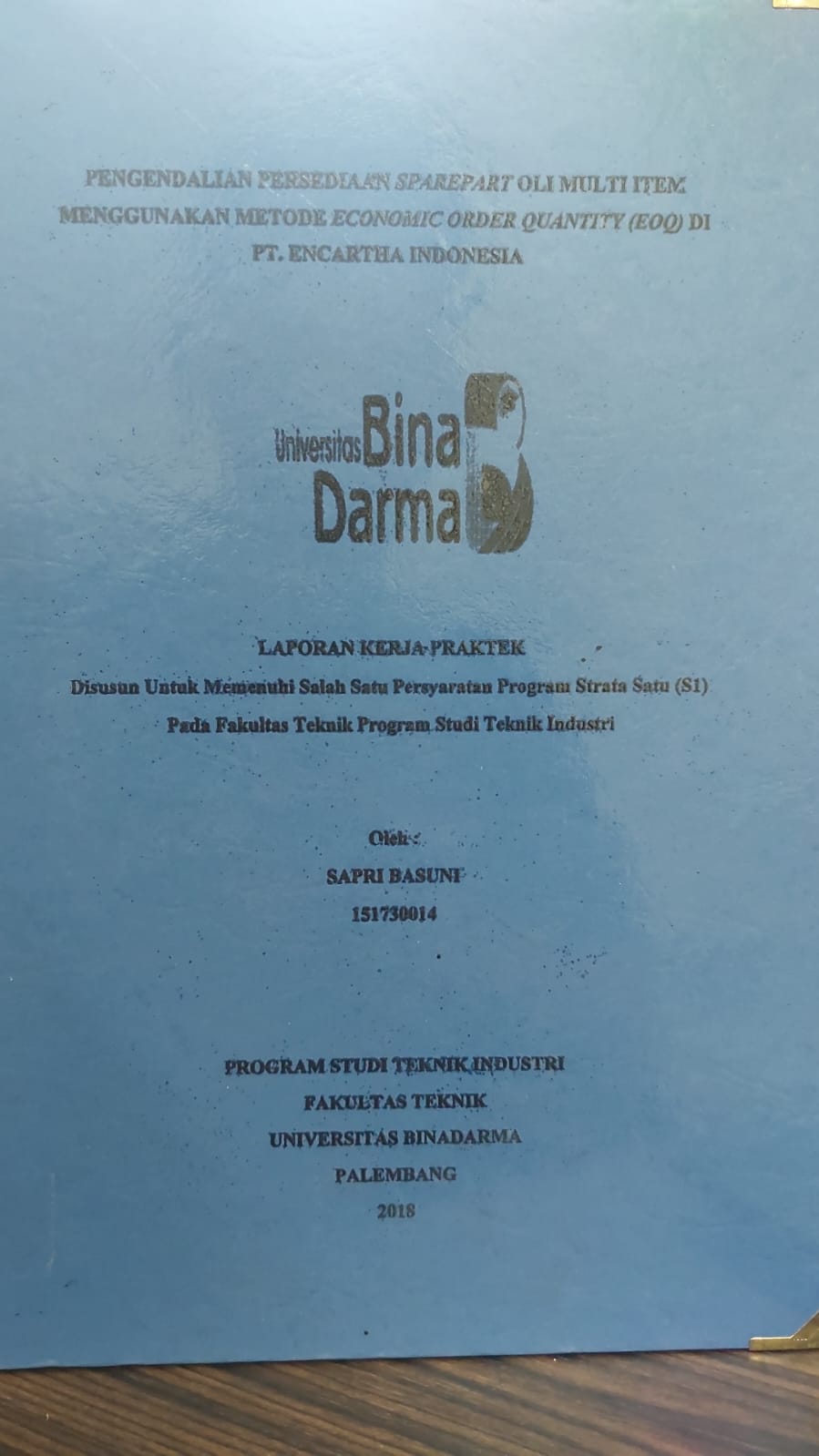 Cover PENGENDALIAN PERSEDIAAN / SAPRI BASUNI