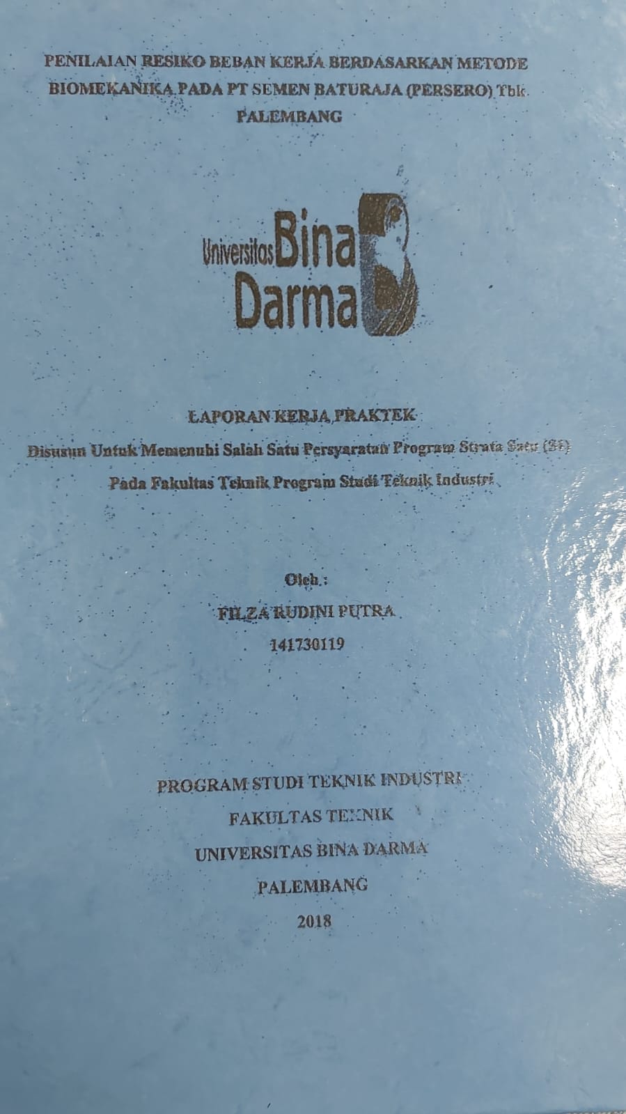 Cover PENILAIAN RESIKO BEBAN KERJA BERDASARKAN METODE BIOMEKANIKA PADA PT SEMEN BATURAJA (PERSERO) TBK PALEMBANG / FILZA RUDINI PUTRA