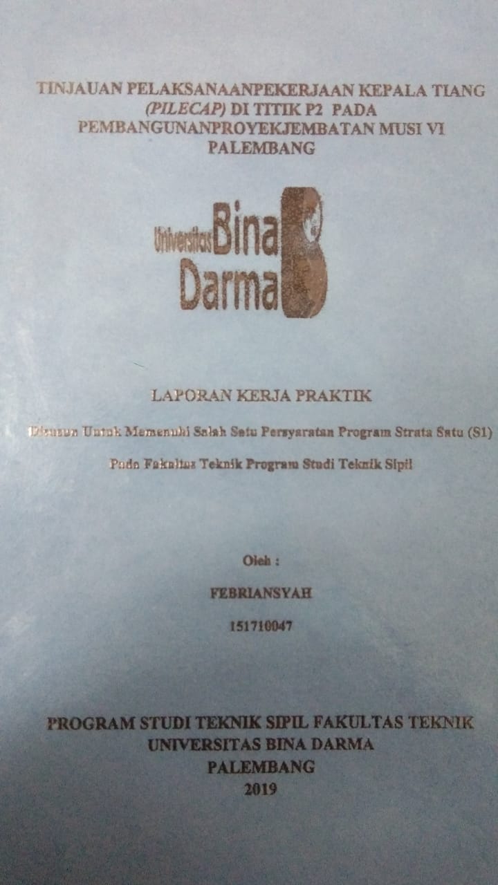 Cover TINJAUAN PELAKSANAAN PEKERJAAN KEPALA TIANG (PILECAP) DI TITIK P2 PADA PEMBANGUNAN PROYEK JEMBATAN MUSI VI PALEMBANG / FEBRIANSYAH