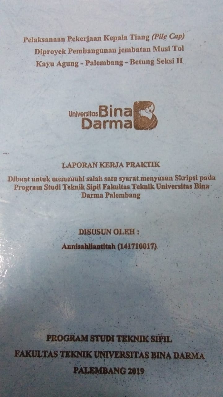 Cover PELAKSANAAN PEKERJAAN KEPALA TIANG (PILE CAP) DIPROYEK PEMBANGUNAN JEMBATAN MUSI TOL KAYU AGUNG - PALEMBANG - BETUNG SEKSI II / ANNISAHLIANTITAH