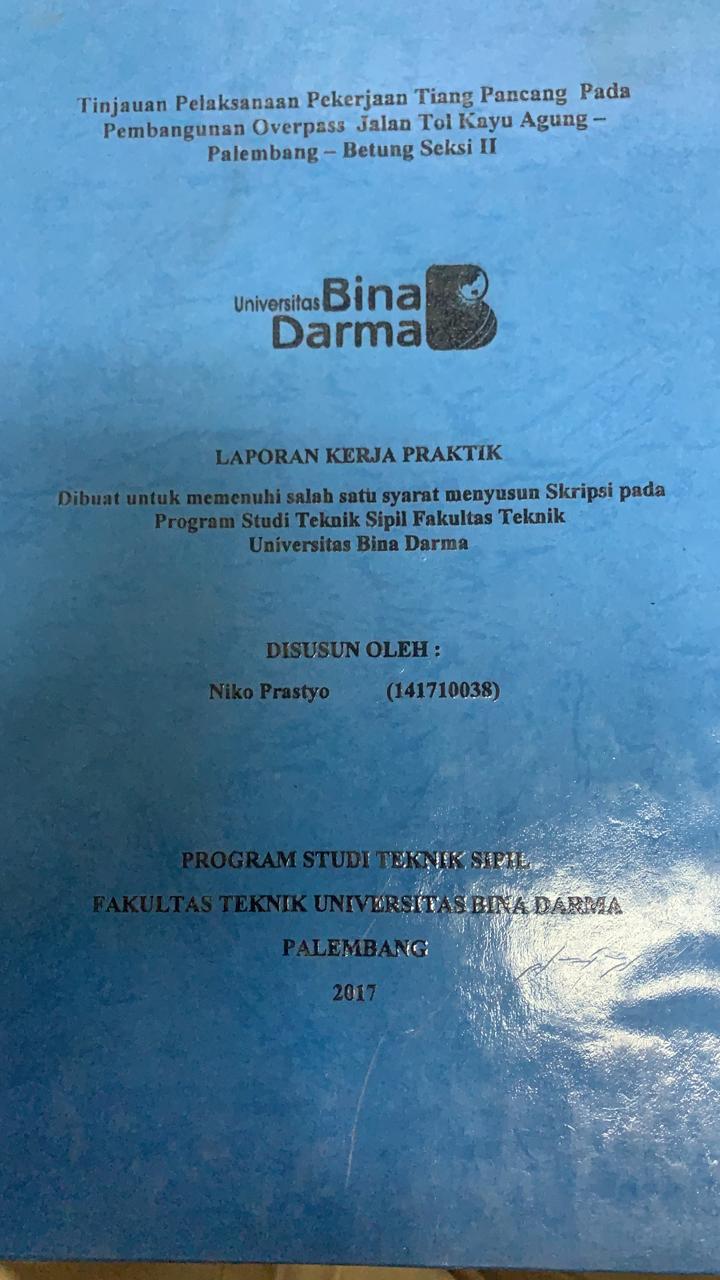 Cover TINJAUAN PELAKSANAAN PEKERJAAN TIANG PANCANG PADA PEMBANGUNAN OVERPASS JALAN TOL KAYU AGUNG-PALEMBANG-BETUNG SEKSI II / NIKO PRASTYO