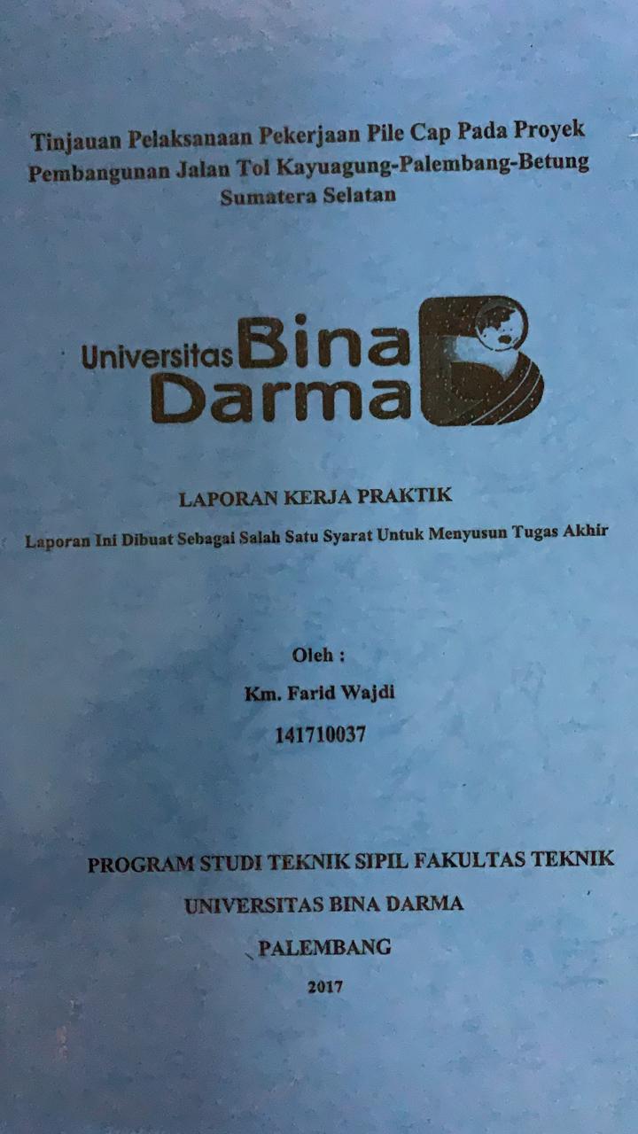 Cover TINJAUAN PELAKSANAAN PEKERJAAN PILE CAP PADA PROYEK PEMBANGUNAN JALAN TOL KAYUAGUNG-PALEMBANG-BETUNG SUMATERA SELATAN / KM. FARID WAJDI
