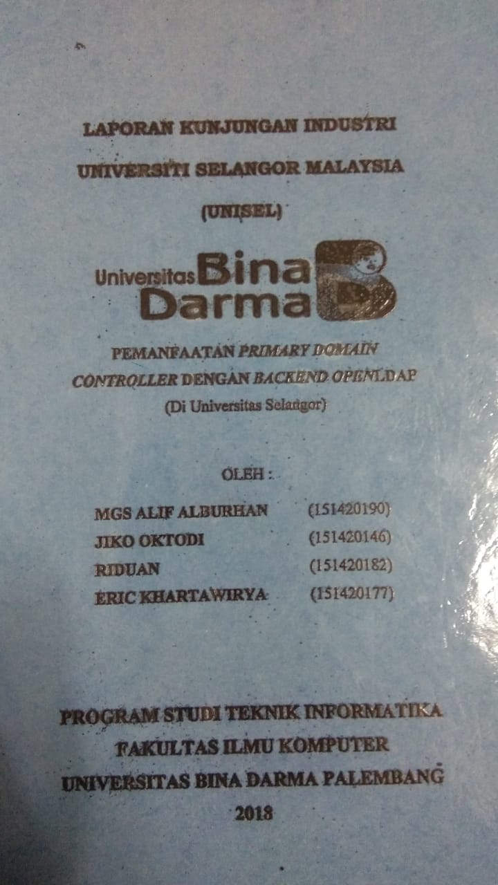 Cover PEMANFAATAN PRIMARY DOMAIN CONTROLLER DENGAN BACKEND OPENLDAP (DI UNIVERSITAS SELANGOR) / MGS ALIF ALBURHAN DKK