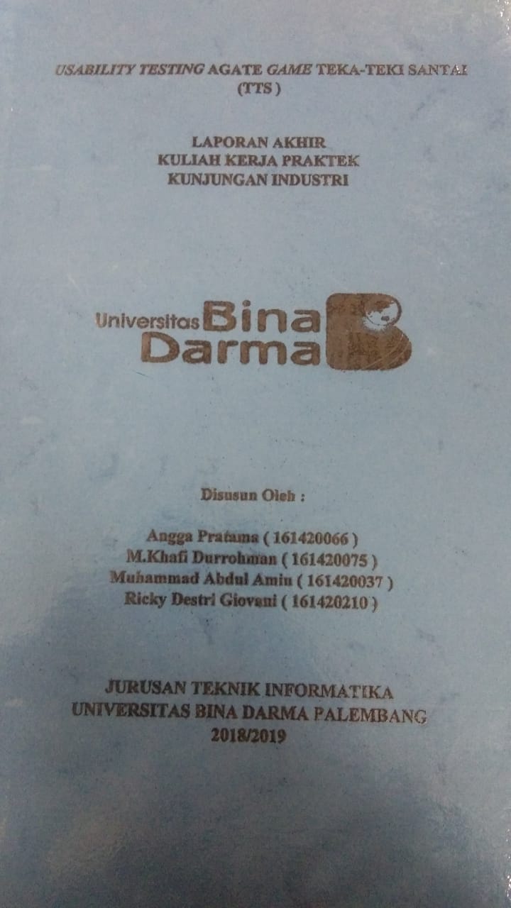 Cover USABILITY TESTING AGATE GAME TEKA-TEKI SANTAI (TTS) / ANGGA PRATAMA DKK