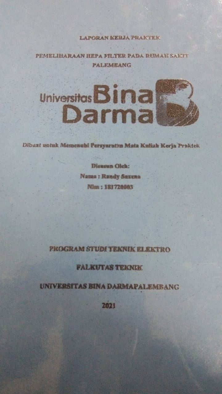 Cover PEMELIHARAAN HEPA FILTER PADA RUMAH SAKIT PALEMBANG / RANDY SARENA