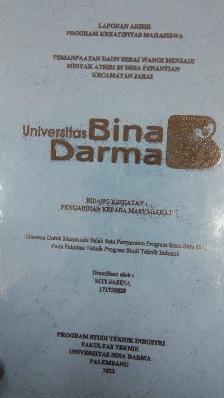 Cover PEMANFAATAN DAUN SERAI WANGI MENJADI MINYAK ATSIRI DI DESA PENANTIAN KECAMATAN JARAI / SITI SAFINA