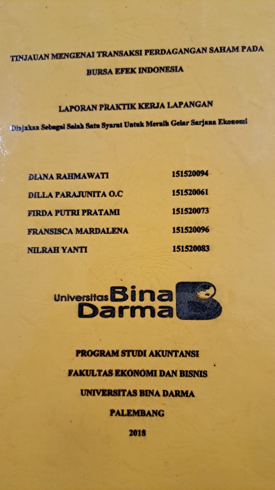 Cover TINJAUAN MENGENAI TRANSAKSI PERDAGANGAN SAHAM PADA BURSA EFEK INDONESIA / DIANA RAHMAWATI, DKK
