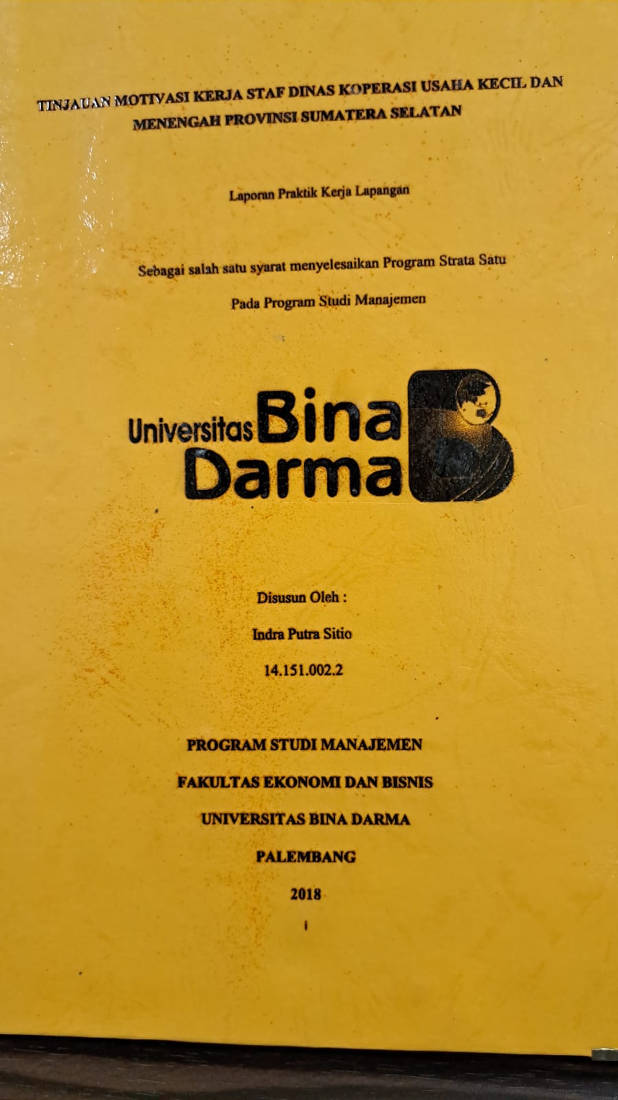 Cover TINJAUAN MOTIVASI KERJA STAF DINAS KOPERASI USAHA KECIL DAN MENENGAH PROVINSI SUMATERA SELATAN / INDRA PUTRA SITIO