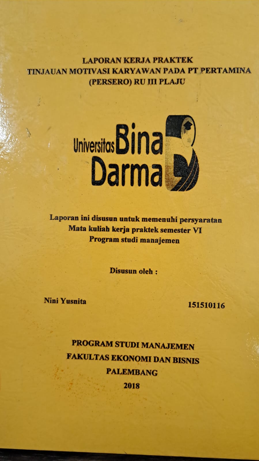 Cover TINJAUAN MOTIVASI KARYAWAN PADA PT PERTAMINA (PERSERO) RU III PLAJU / NINI YUSNITA
