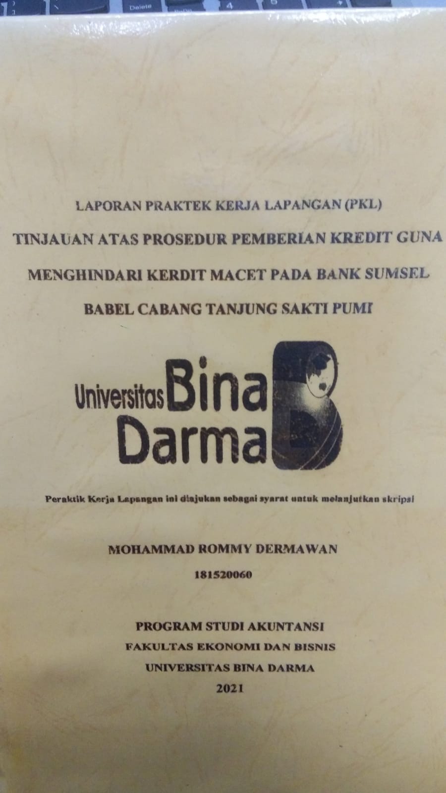 Cover TINJAUAN ATAS PROSEDUR PEMBERIAN KREDIT GUNA MENGHINDARI KERDIT MACET PADA BANK SUMSEL BABEL CABANG TANJUNG SAKTI PUMI / MOHAMMAD ROMMY DERMAWAN