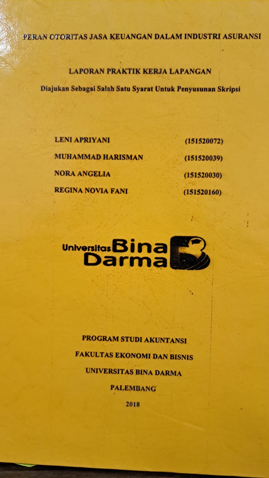Cover PERAN OTORITAS JASA KEUANGAN DALAM INDUSTRI ASURANSI / LENI APRIYANI, DKK