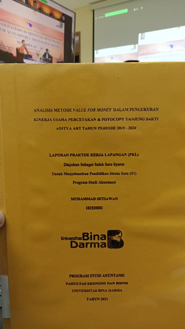 Cover ANALISIS METODE VALUE FOR MONEY DALAM PENGUKURAN KINERJA USAHA PERCETAKAN &  FOTOCOPY TANJUNG SAKTI ADITYA ART TAHUN PRIODE 2019-2020 / MUHAMMAD SETIAWAN