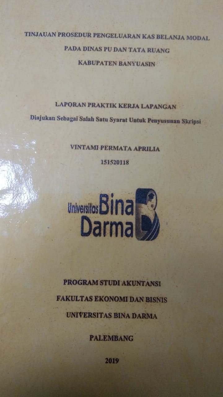 Cover TINJAUAN PROSEDUR PENGELUARAN KAS BELANJA MODAL PADA DINAS PU DAN TATA RUANG KABUPATEN BANYUASIN / VINTAMI PERMATA APRILIA