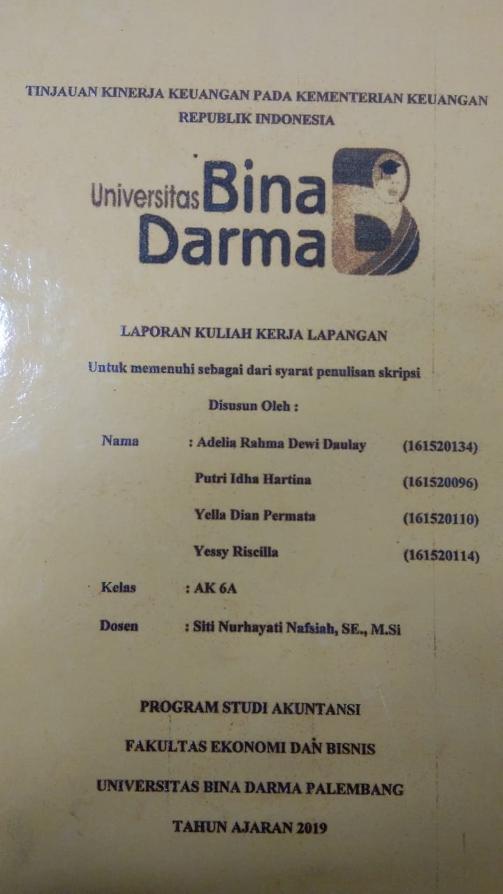 Cover TINJAUAN KINERJA KEUANGAN PADA KEMENTERIAN KEUANGAN REPUBLIK INDONESIA / ADELIA RAHMA DEWI DAULAY DKK