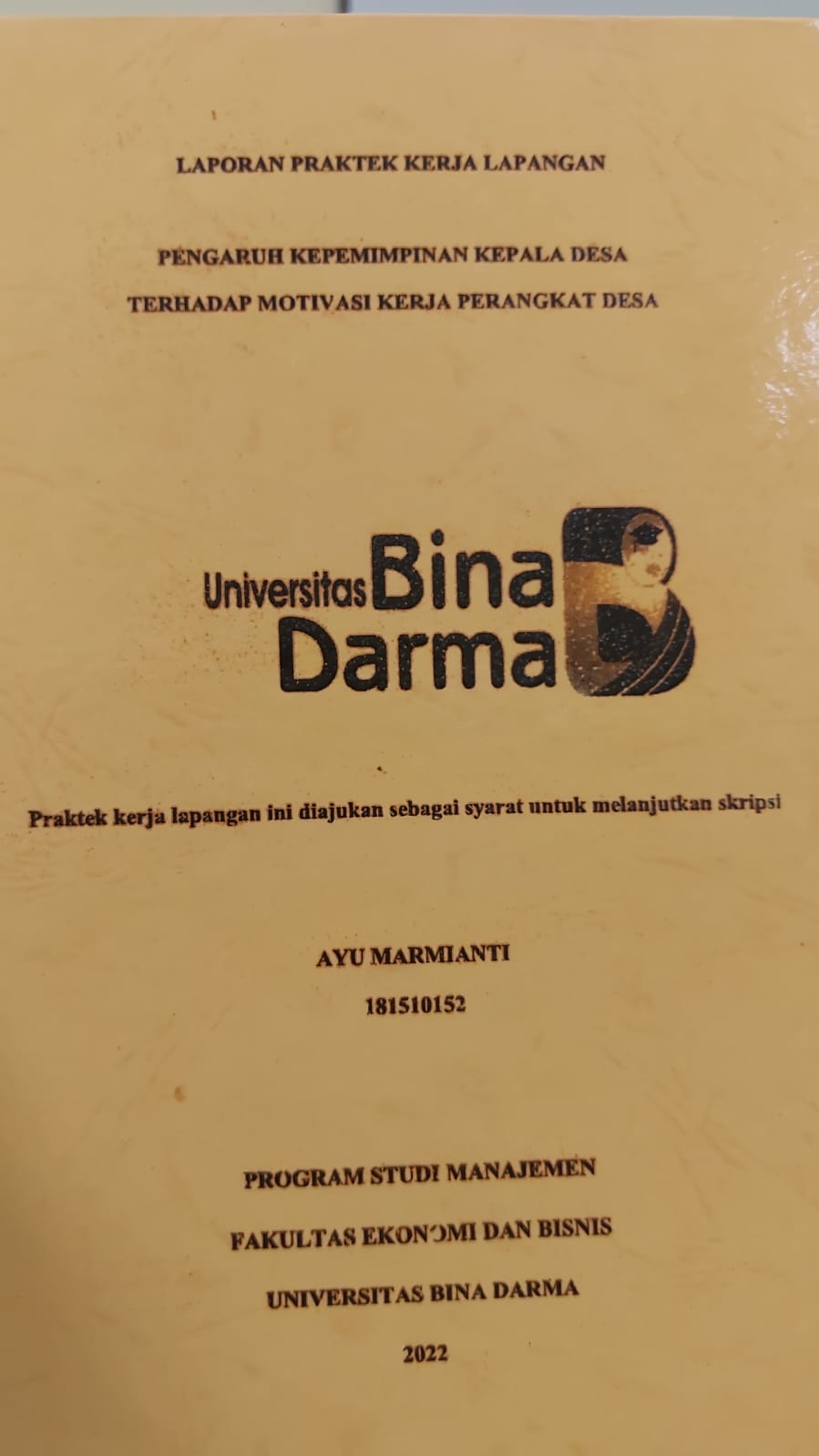Cover PENGARUH KEPEMIMPINAN KEPALA DESA TERHADAP MOTIVASI KERJA PERANGKAT DESA / AYU MARMIATI