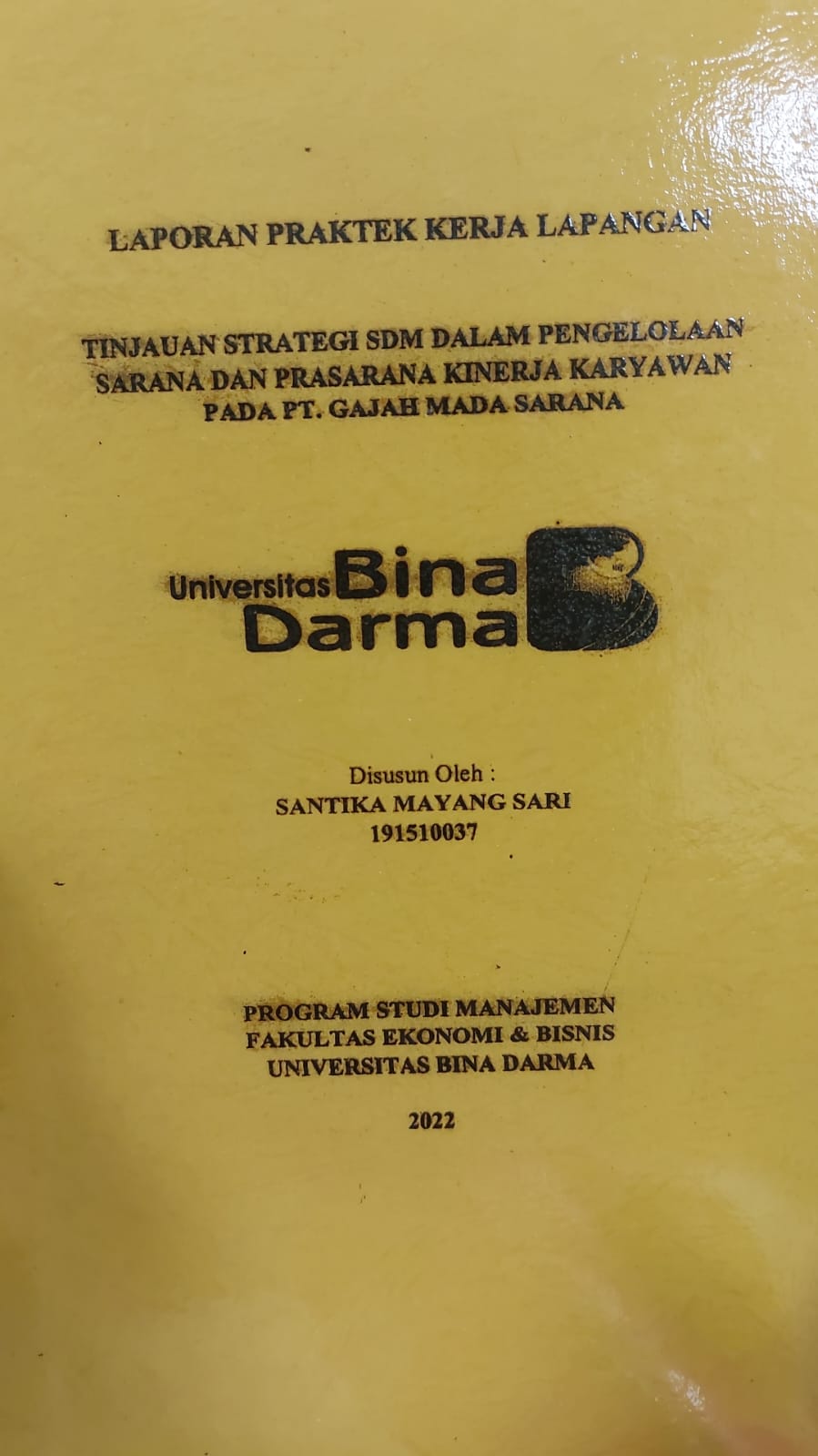 Cover TINJAUAN STRATEGI SDM DALAM PENGELOLAAN SARANA DAN PRASARANA KINERJA KARYAWAN PADA PT.GAJAH MADA SARANA / SANTIKA MAYANG SARI