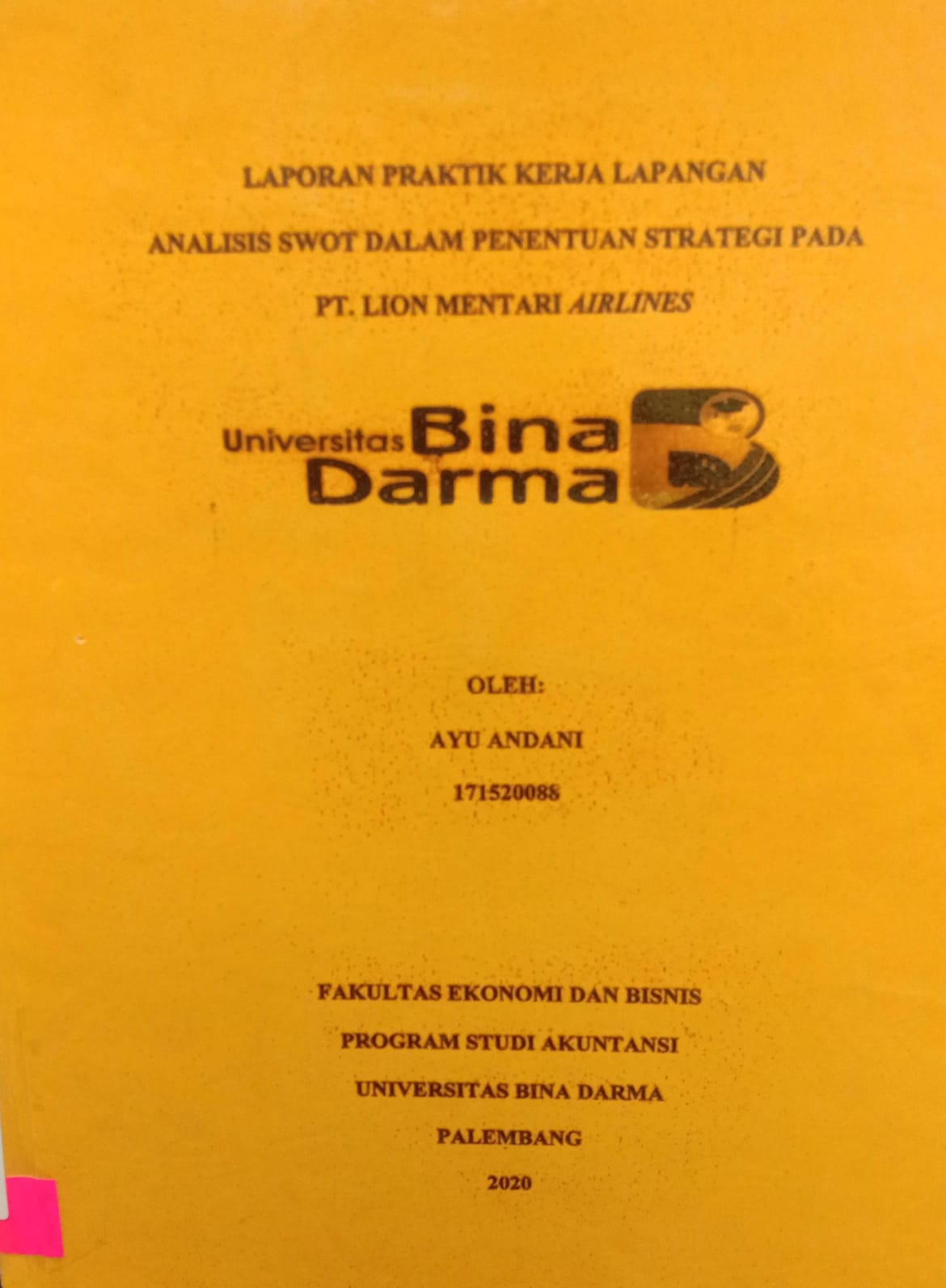 Cover ANALISIS SWOT DALAM PENENTUAN STRATEGI PADA PT.LION MENTARI AIRLINES / AYU ANDANI