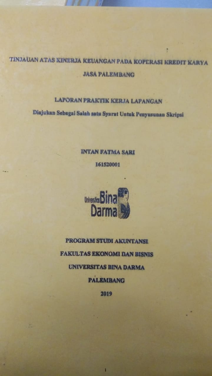 Cover TINJAUAN KINERJA KEUANGAN KOPERASI KREDIT KARYA JASA PALEMBANG / INTAN FATMA SARI