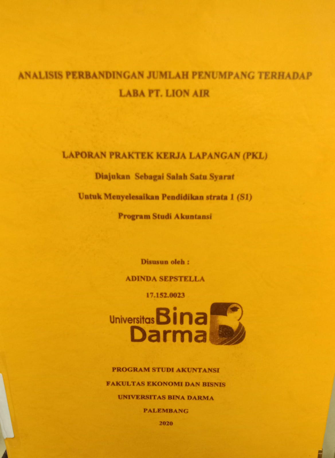 Cover ANALISIS PERBANDINGAN JUMLAH PENUMPANG TERHADAP LABA.[T LION AIR / ADINDA SEPSTELLA