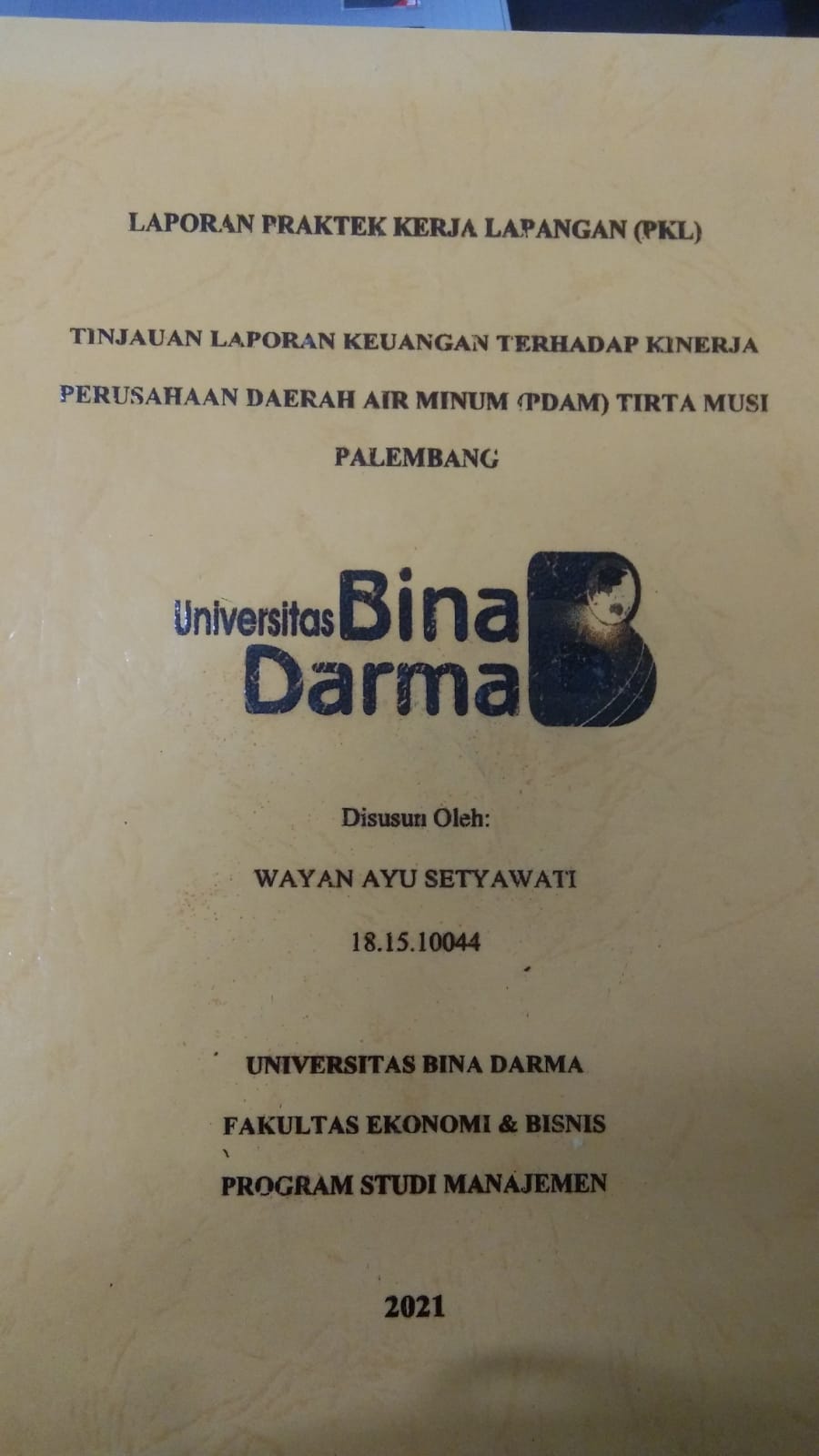 Cover TINJAUAN LAPORAN KEUANGAN TERHADAP KINERJA PERUSAHAAN DAERAH AIR MINUM (PDAM) TIRTA MUSI PALEMBANG / WAYAN AYU SETYAWATI
