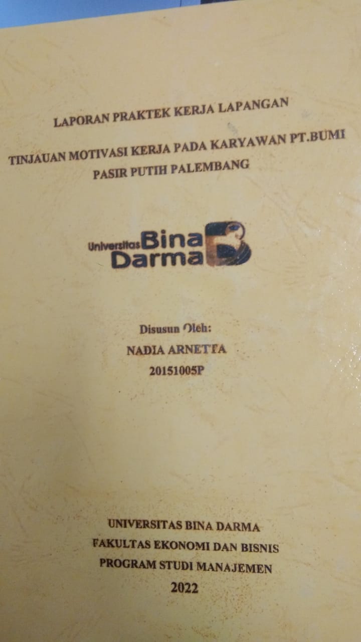 Cover TINJAUAN MOTIVASI KERJA PADA KARYAWAN PT. BUMI PASIR PUTIH PALEMBANG / NADIA ARNETTA