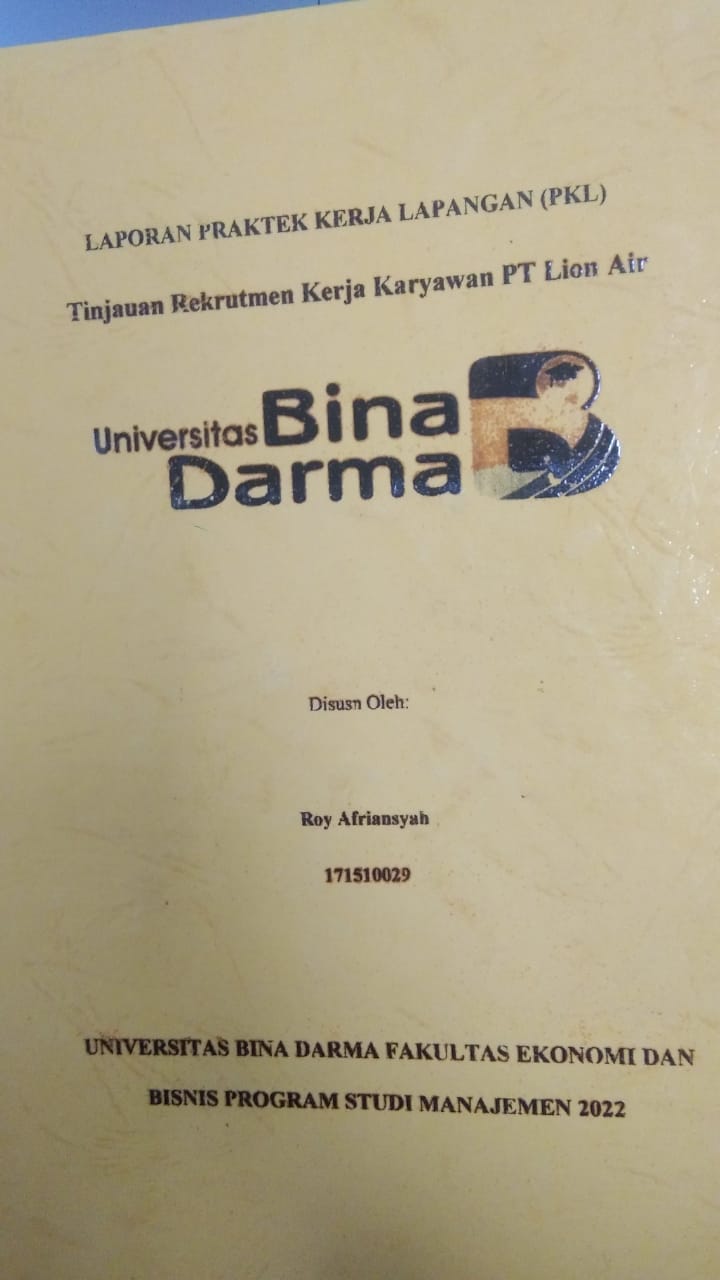 Cover TINJAUAN REKRUTMEN KERJA KARYAWAN PT LION AIR / ROY AFRIANSYAH