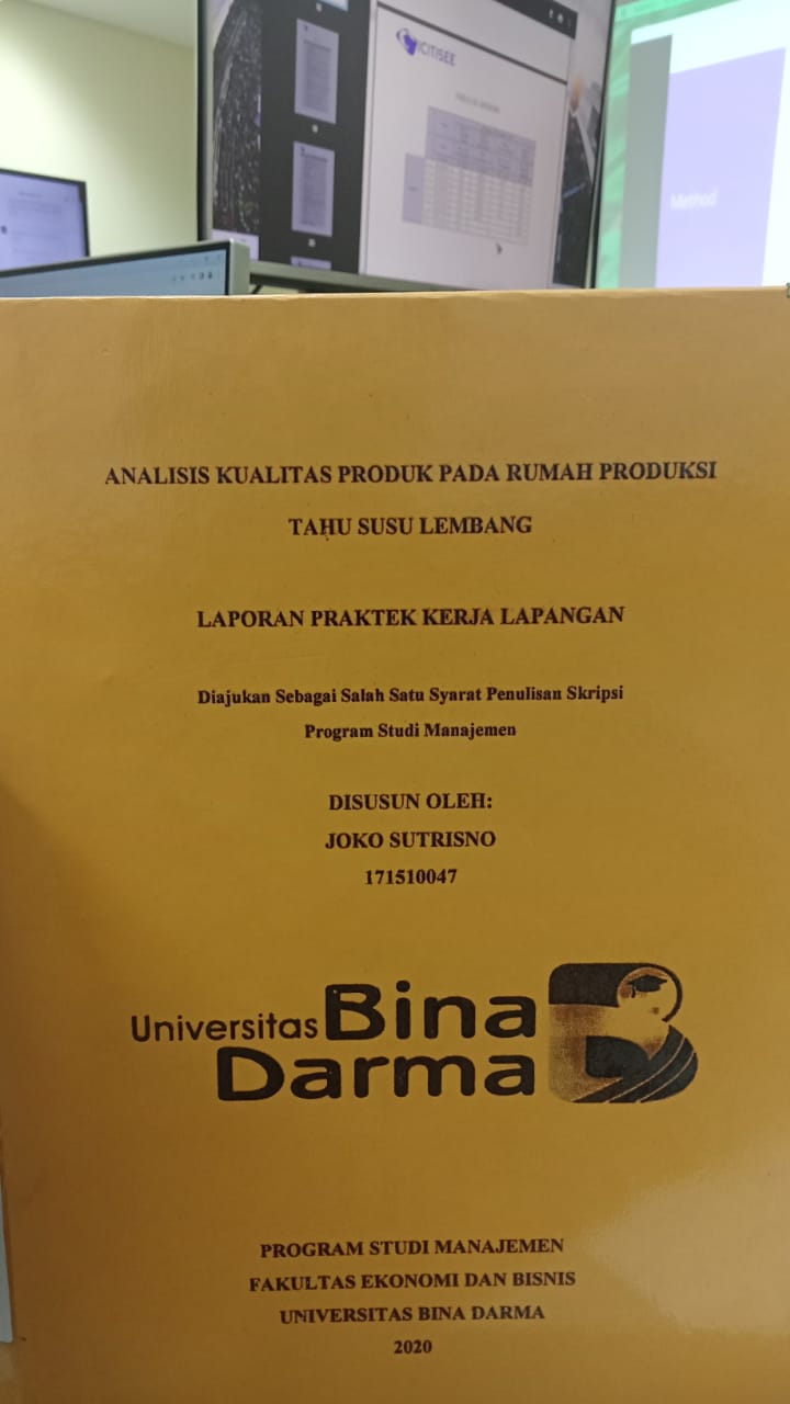 Cover ANALISIS KUALITAS PRODUK PADA RUMAH PRODUKSI TAHU SUSU LEMBANG / JOKO SUTRISNO