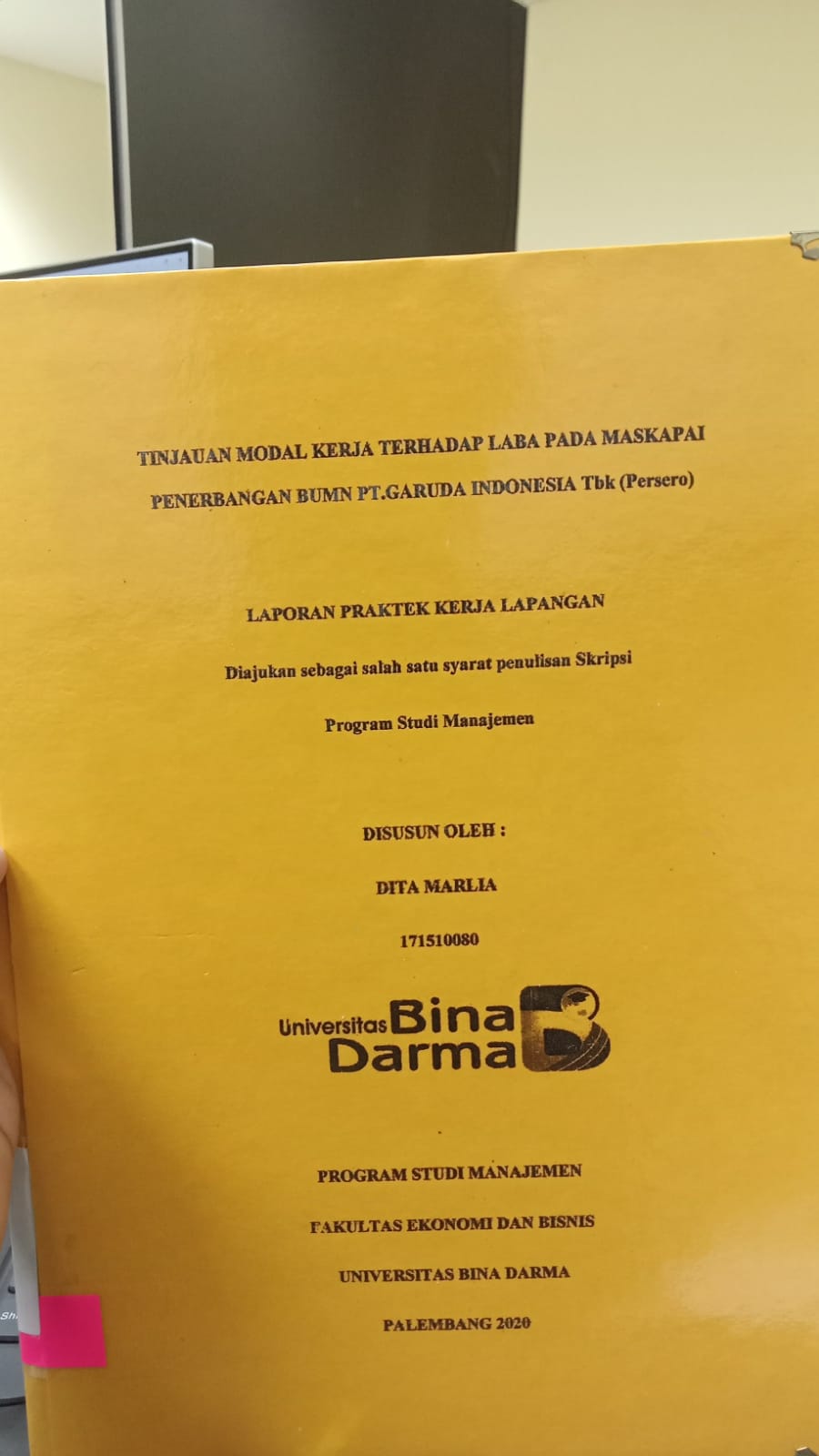 Cover TINJAUAN MODAL KERJA TERHADAP LABA PADA MASKAPAI PENERBANGAN BUMN PT.GARUDA INDONESIA Tbk (PERSERO) / DITA MARLINA
