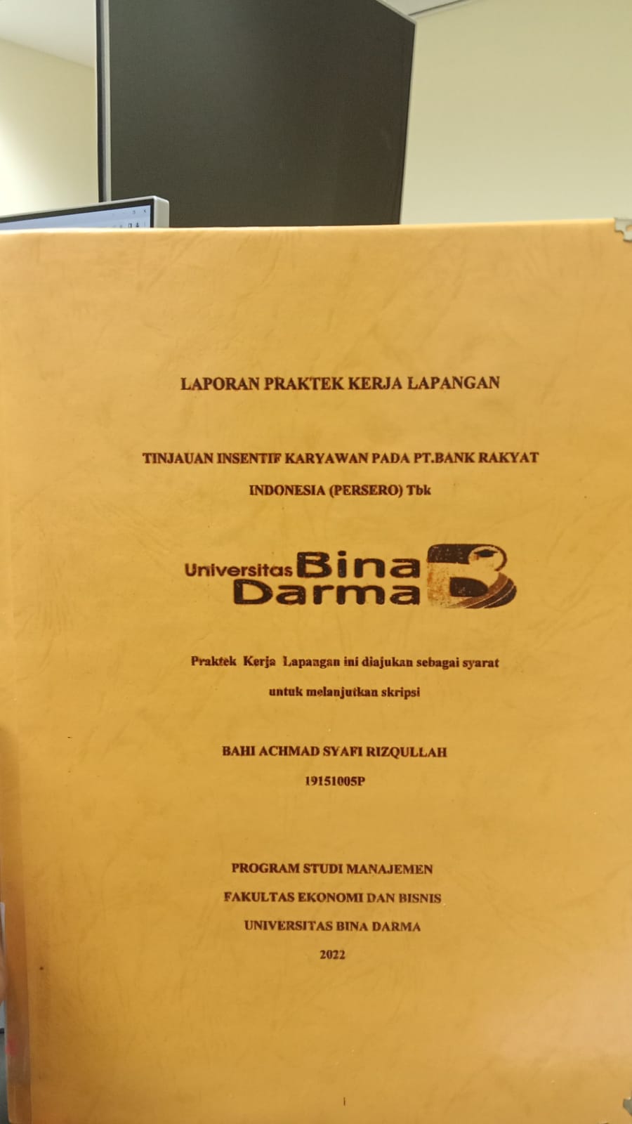 Cover TINJAUAN INSENTIF KARYAWAN PADA PT BANK RAKYAT INDONESIA (PERSERO) Tbk / BAHI ACHMAD SYAFI RIZQULLAH