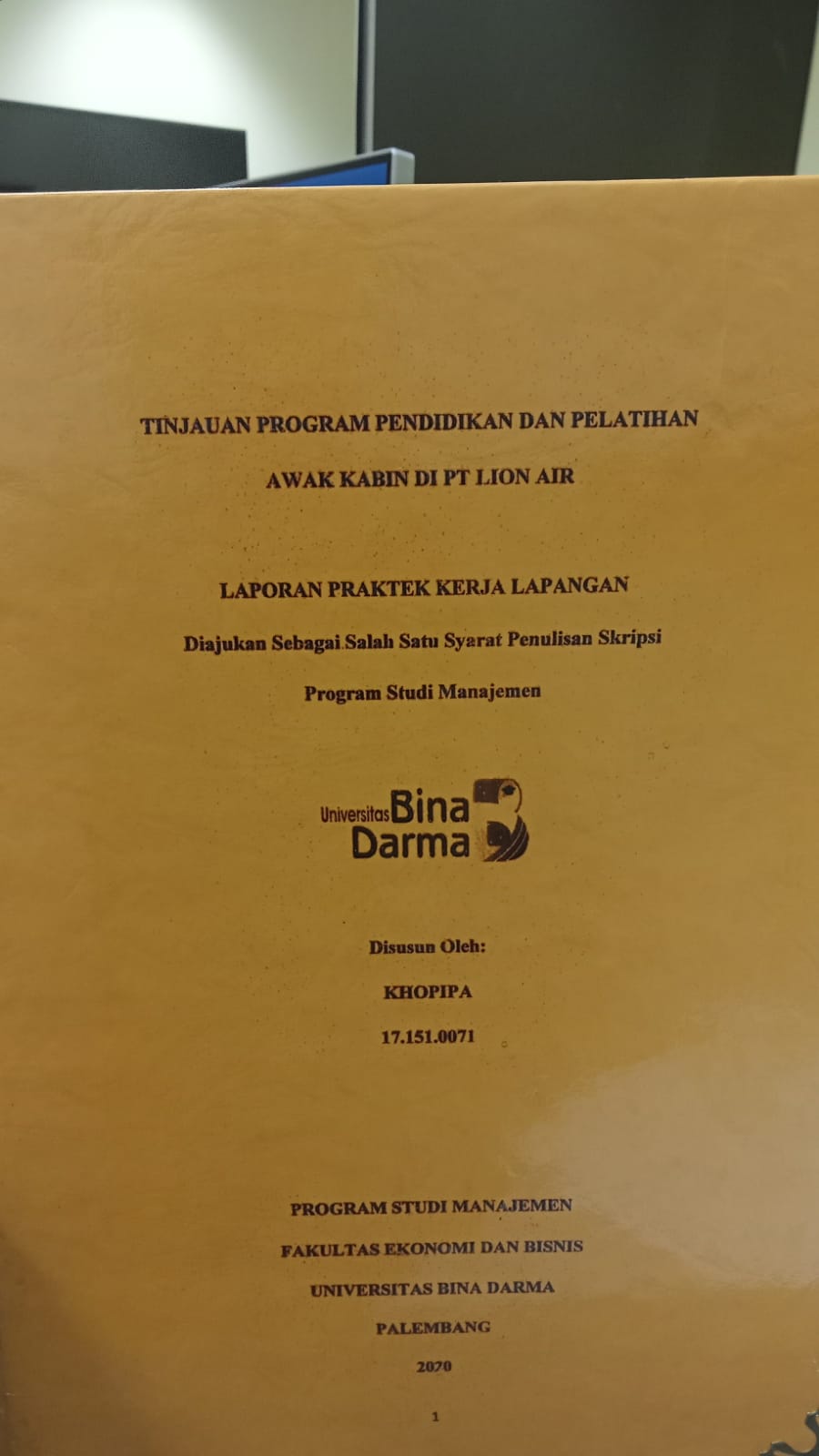 Cover TINJAUAN PROGRAM PENDIDIKAN DAN PELATIHAN AWAK KABIN DI PT LION AIR / KHOPIPA