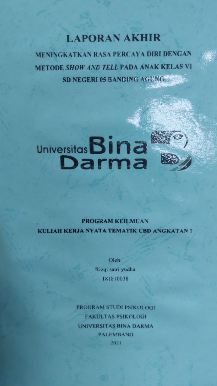 Cover MENINGKATKAN RASA PERCAYA DIRI DENGAN METODE SHOW AND TELL PADA ANAK KELAS VI SD NEGERI 05 BANDING AGUNG / RIZQI SATRIA YUDHA