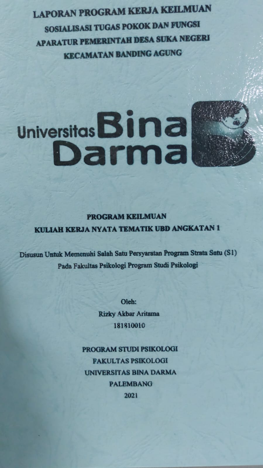 Cover SOSIALISASI TUGAS POKOK DAN FUNGSI APARATUR PEMERINTAH SUKA NEGERI KECAMATAN BANDING AGUNG / RIZKI AKBAR ARITAMA