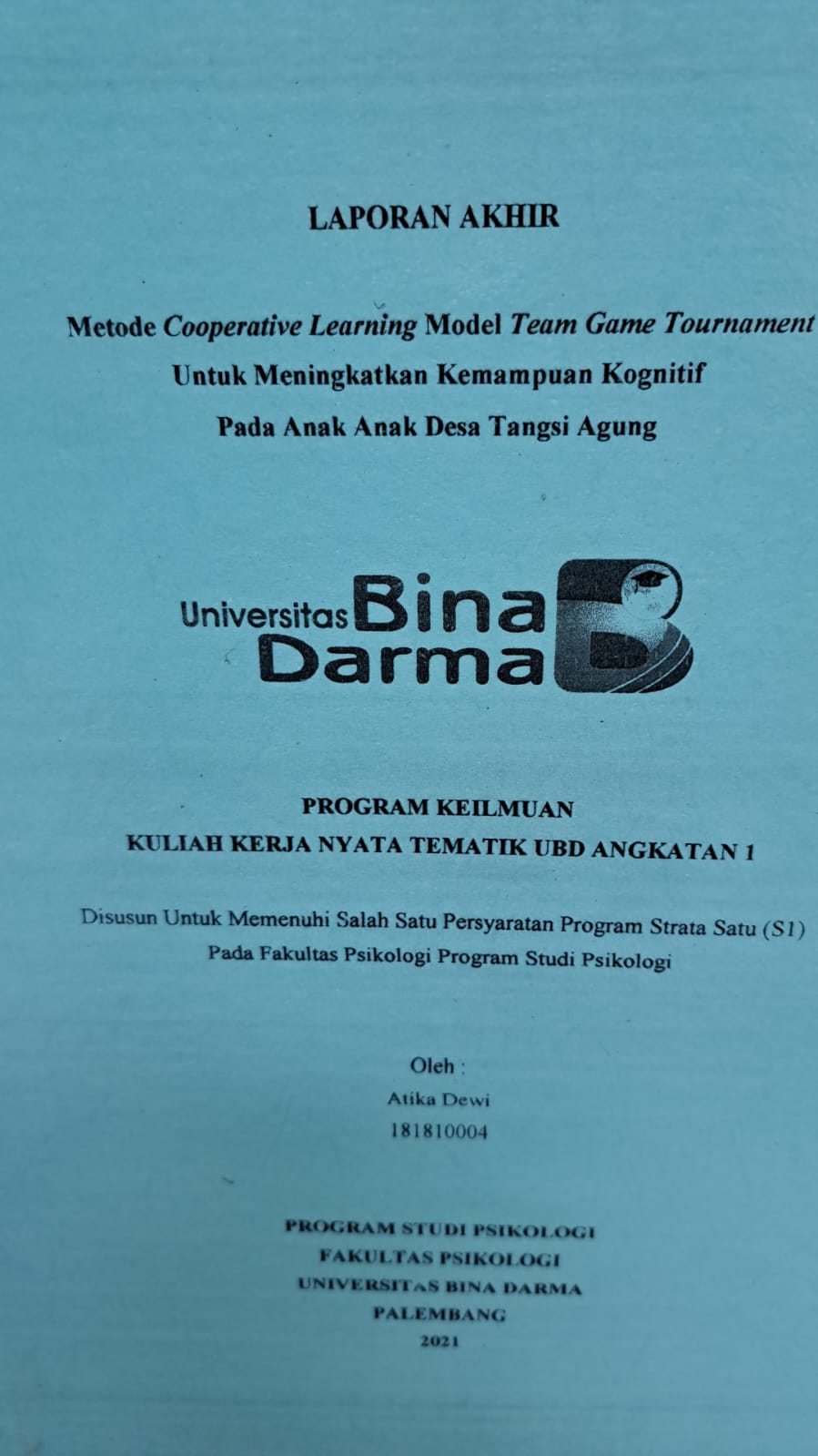 Cover METODE COOPERATIVE LEARNING MODEL TEAM GAME TOURNAMENT UNTUK MENINGKATKAN KEMAMPUAN KOGNITIF PADA ANAK ANAK DESA TANGSI AGUNG / ANTIKA DEWI