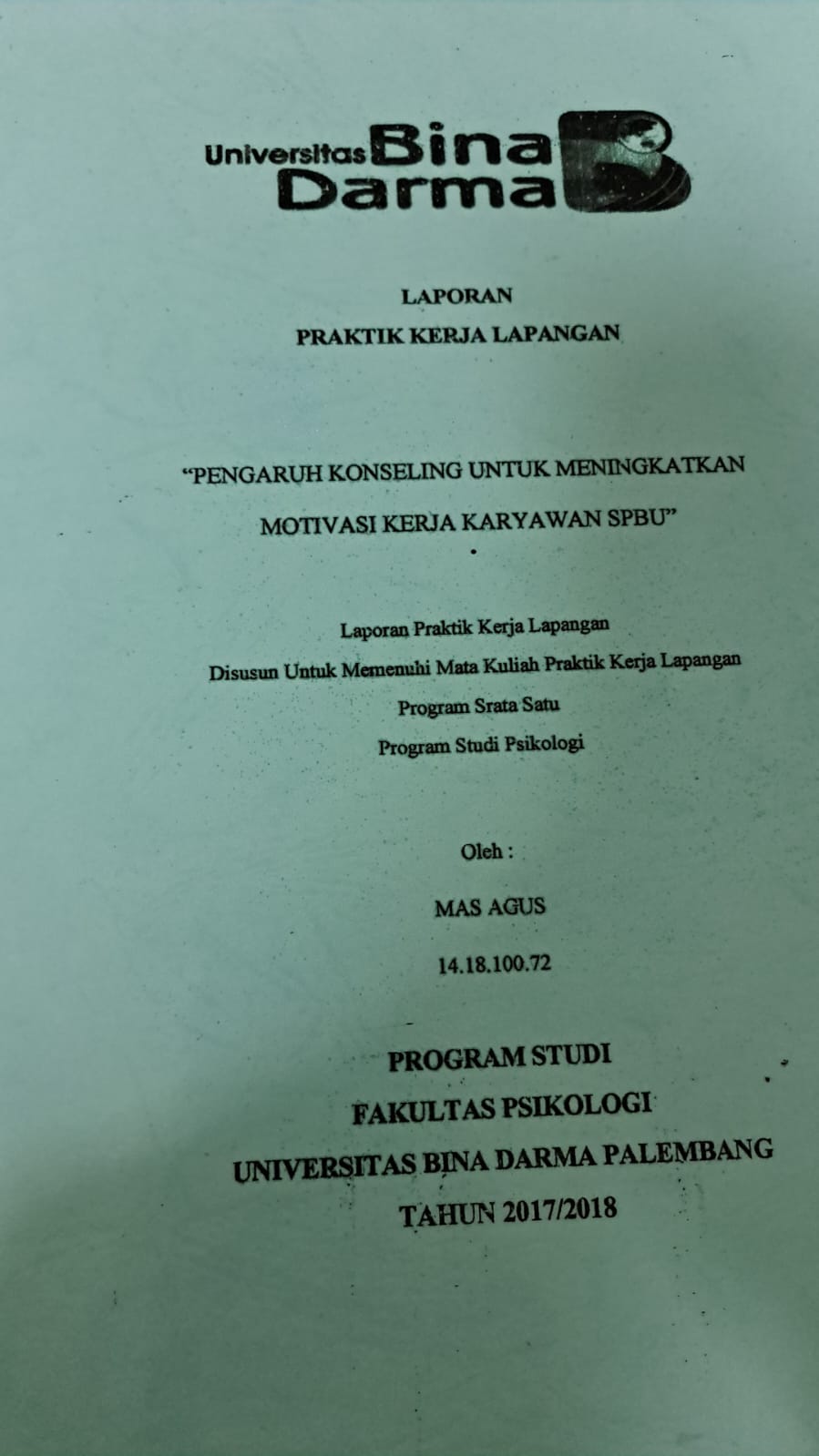Cover PENGARUH KONSELING UNTUK MENINGKATKAN MOTIVASI KERJA KARYAWAN SPBU / MAS AGUS