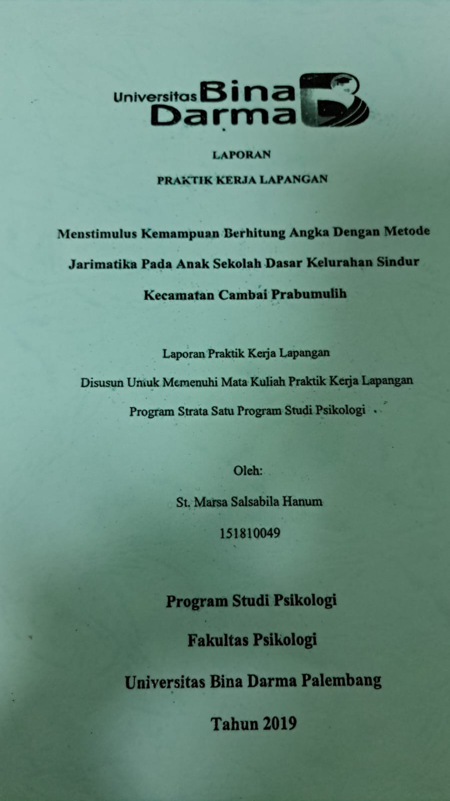 Cover MENSTIMULUS KEMAMPUAN BERHITUNG ANGKA DENGAN METODE JARIMATIK PADA ANAK SEKOLAH DASAR KELURAHAN SINDUR KECAMATAN CAMBAI PRABUMULIH / ST.MARSA SALSABILA HANUM