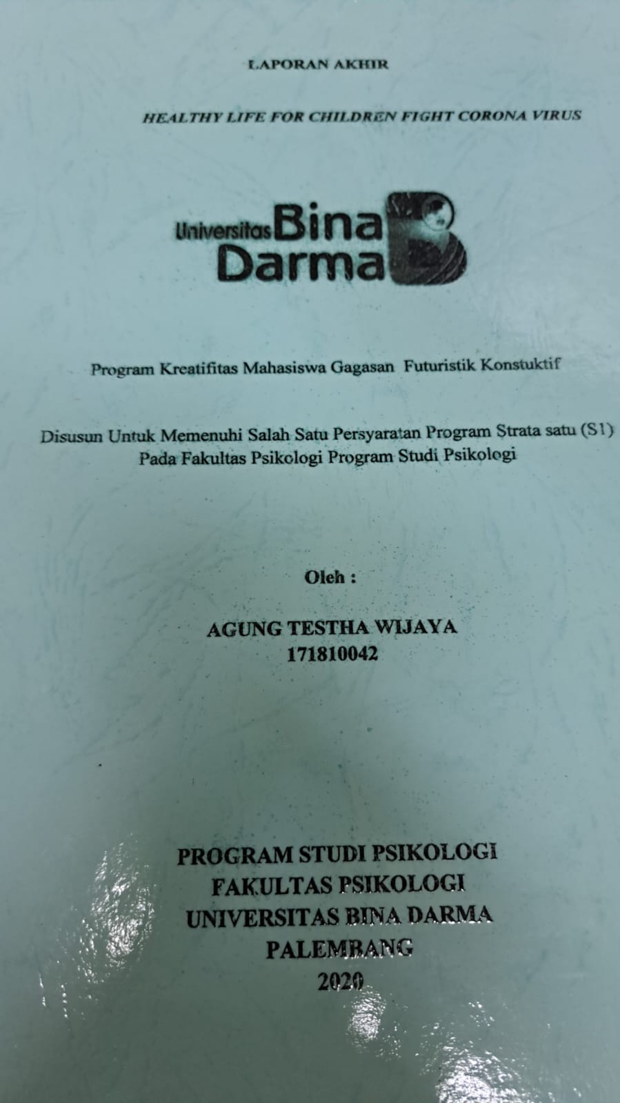 Cover HEALTHY LIFE FOR CHILDREN FIGHT CORONA VIRUS / AGUNG TESTHA WIJAYA