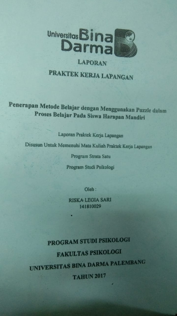 Cover PENERAPAN METODE BELAJAR DENGAN MENGGUNAKAN PUZZLE DALAM PROSES BELAJAR PADA SISWA HARAPAN MANDIRI / RISKA LEGIA SARI