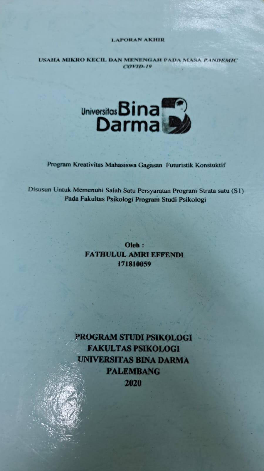 Cover USAHA MIKRO KECIL DAN MENENGAH PADA MASA PANDEMIC COVID-19 / FATHULUL AMRI EFENDI