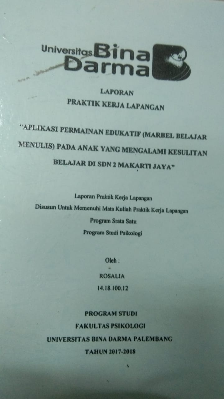 Cover APLIKASI PERMAINAN EDUKATIF (MARBEL BELAJAR MENULIS) PADA ANAK YANG MENGALAMI KESULITAN BELAJAR DI SDN 2 MAKARTI JAYA / ROSALIA