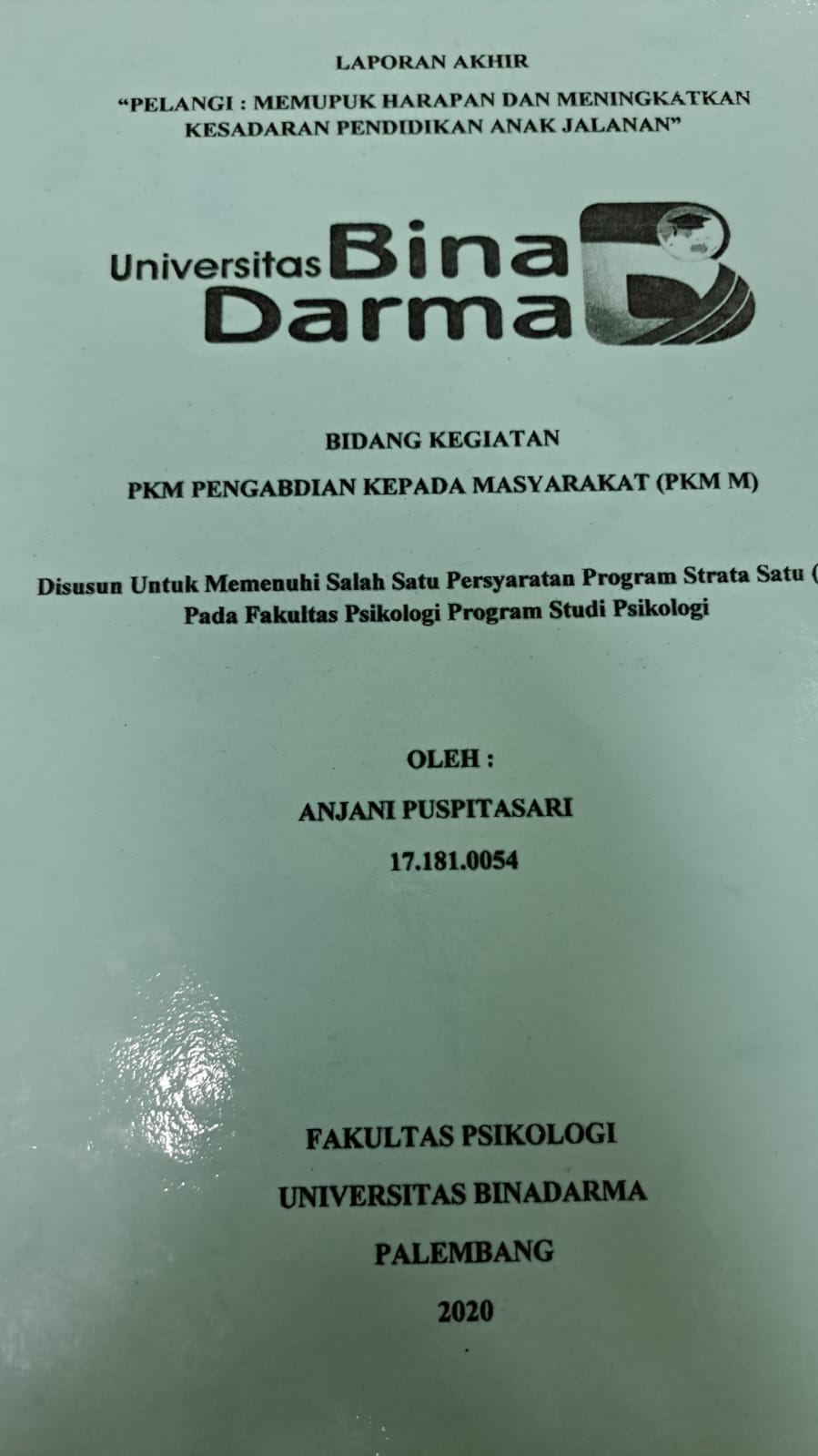 Cover PELANGI MEMUPUK HARAPAN DAN MENINGKATKAN KESADARAN PENDIDIKAN ANAK JALANAN / ANJANI PUSPITASARI