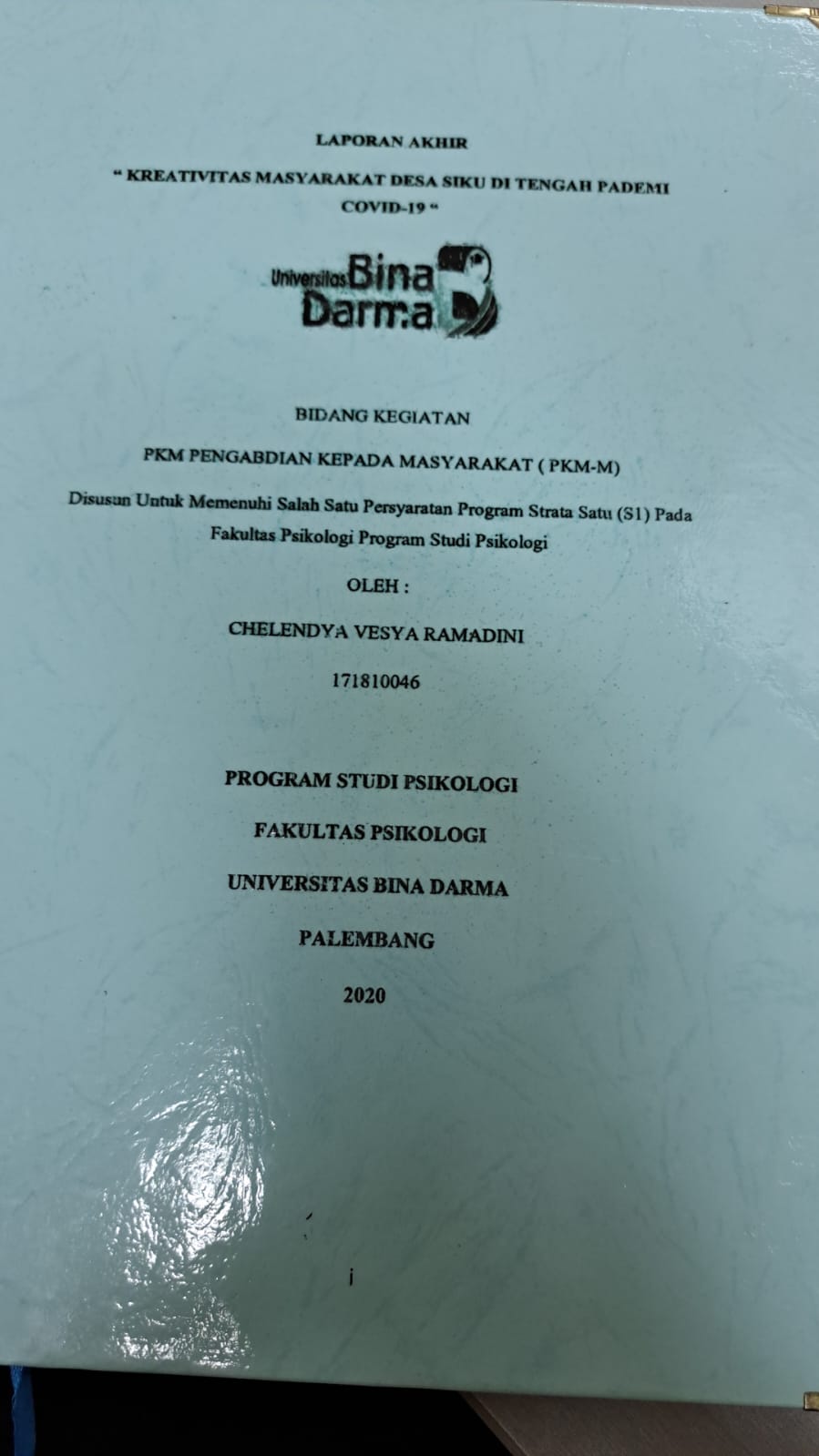 Cover KREATIVITAS MASYARAKAT DESA SIKU DI TENGAH PADEMI CIVID-19 / CHELENDYA VESYA RAMADINI